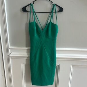 🌿 Black Halo Green Sheath Mini Dress Spaghetti Strap | Size 2
